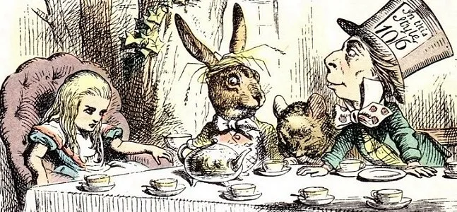 A tinted version of Sir John Tenniel's original illustrations for Lewis Carroll's novel Alice's Adventures in Wonderland (1865). See more of his amazing illustrations for the book  here .